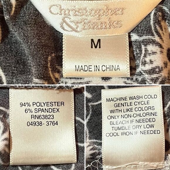 Christopher & Banks Floral Tiered Skirt Knee Length Black White M - Picture 9 of 10